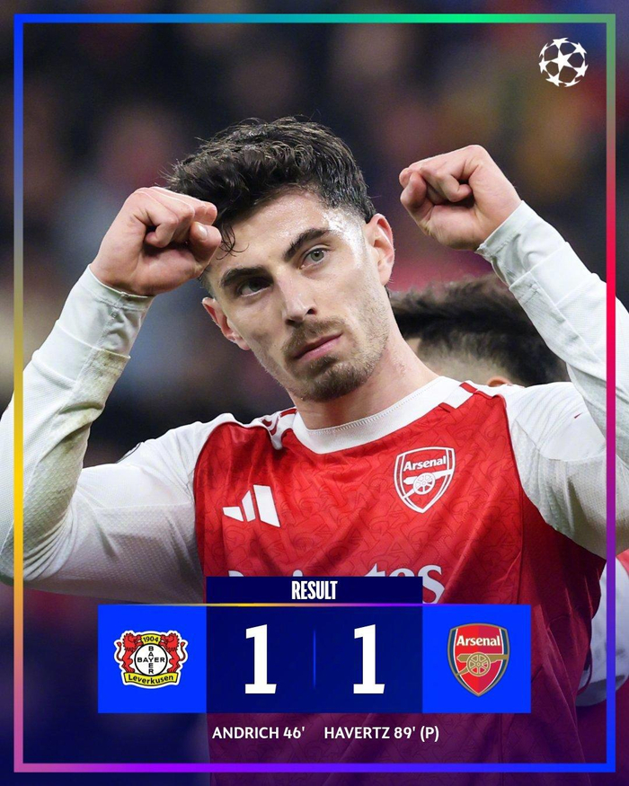 热闻|哈弗茨点球绝平旧主！阿森纳1-1勒沃库森，欧冠8连胜终结|安德里希|德克兰-赖斯|哲凯赖|格里马尔多|阿尔特塔_新浪新闻